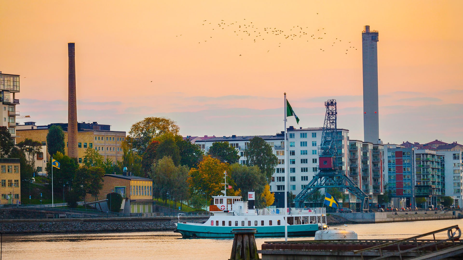 Vy över Hammarby sjö, Stockholm.