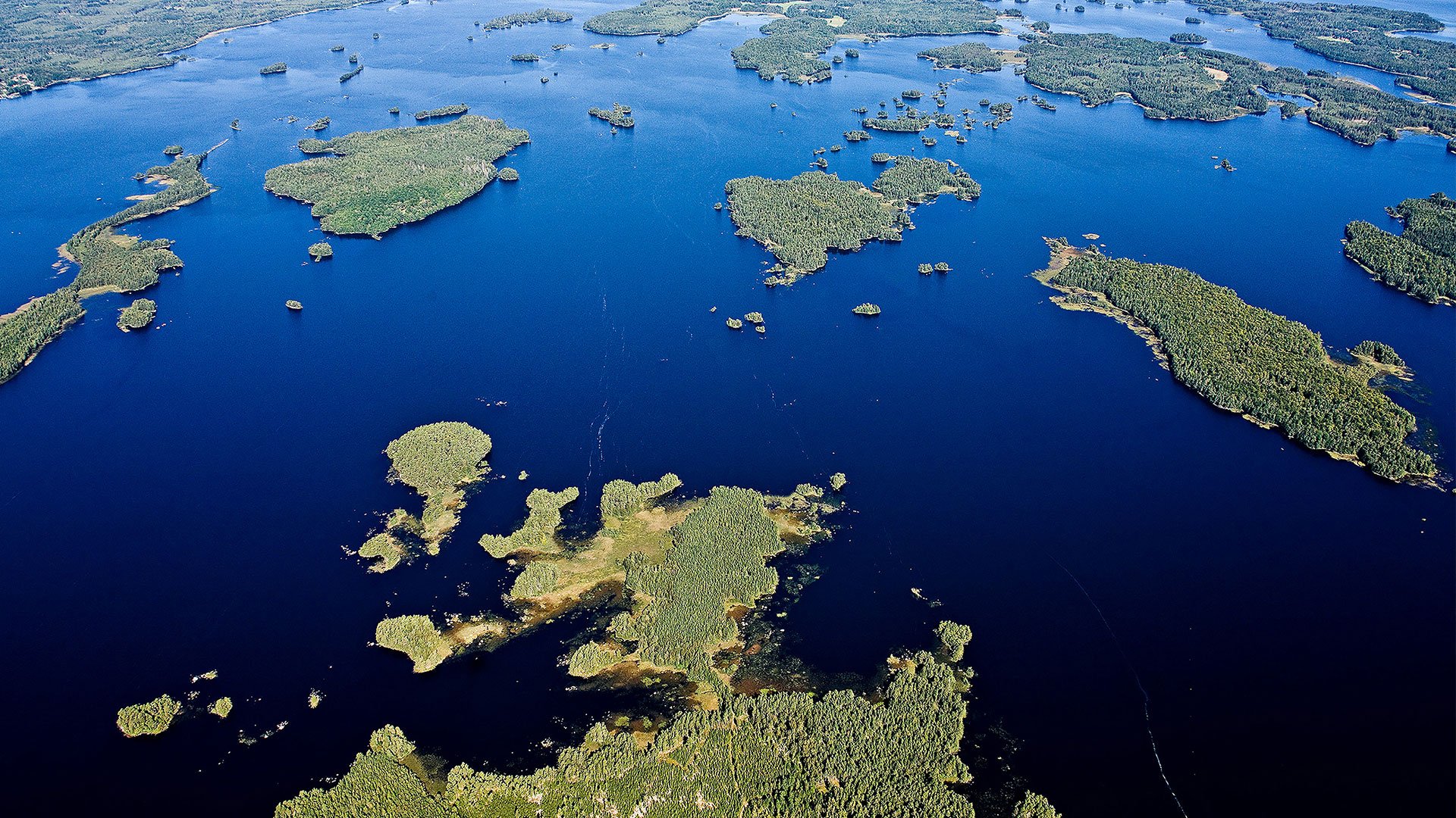 Flygbild över Åsnens övärld.