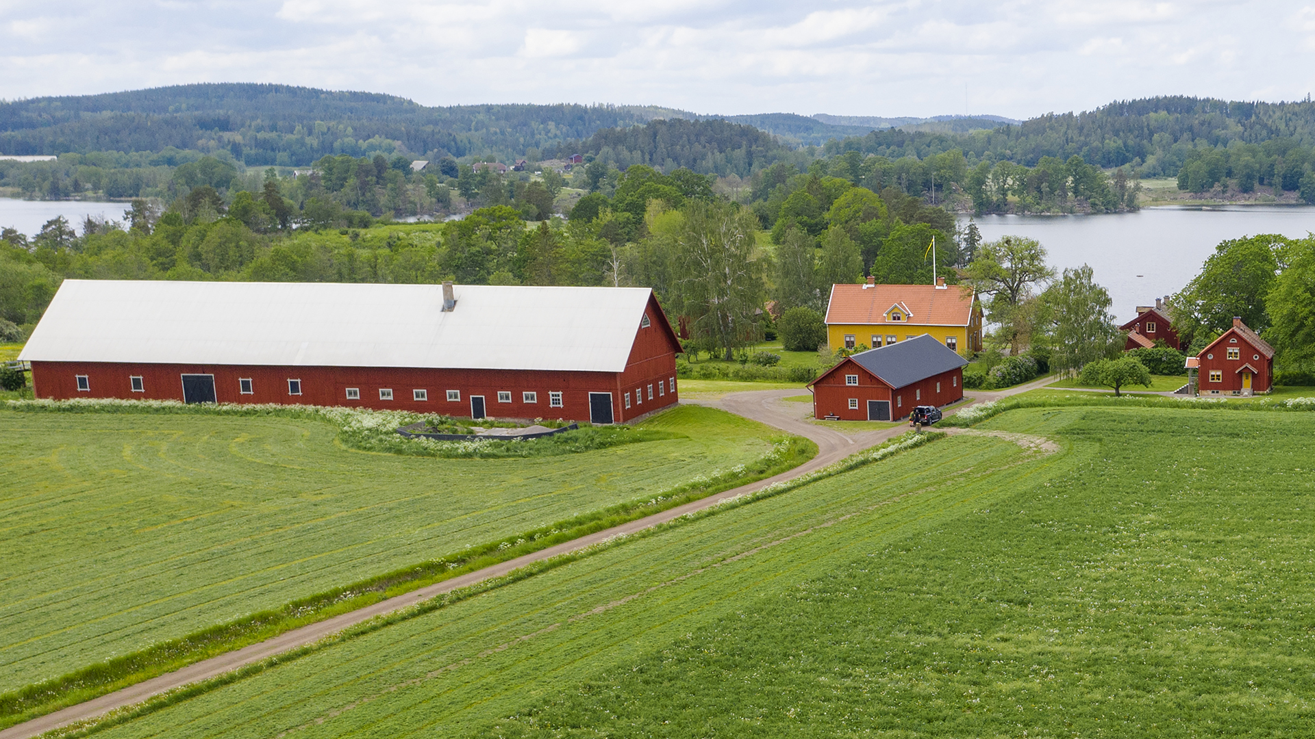 Jordbruk vid sjö, Horn, Östergötland.
